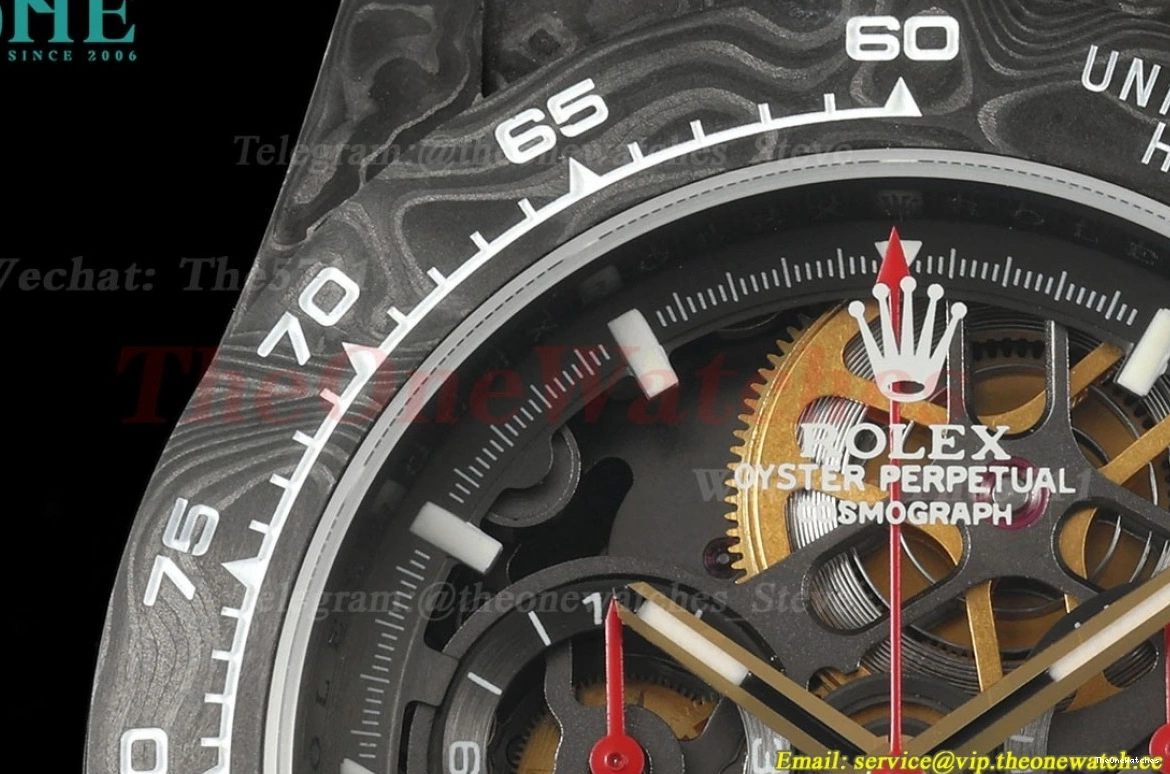 Diw N6F Carbon Daytona DD4801 NY Skeleton Dial 40mm Red 0202